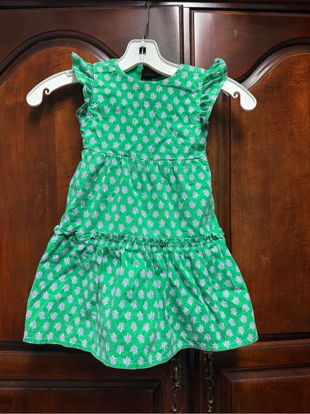 Crewcuts Green Floral Flutter Sleeve Dress